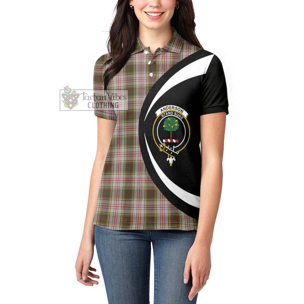 Anderson Dress Tartan Women's Polo Shirt with Family Crest Circle Style - Tartan Vibes Clothing