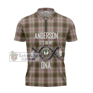 Anderson Dress Tartan Zipper Polo Shirt with Family Crest DNA In Me Style