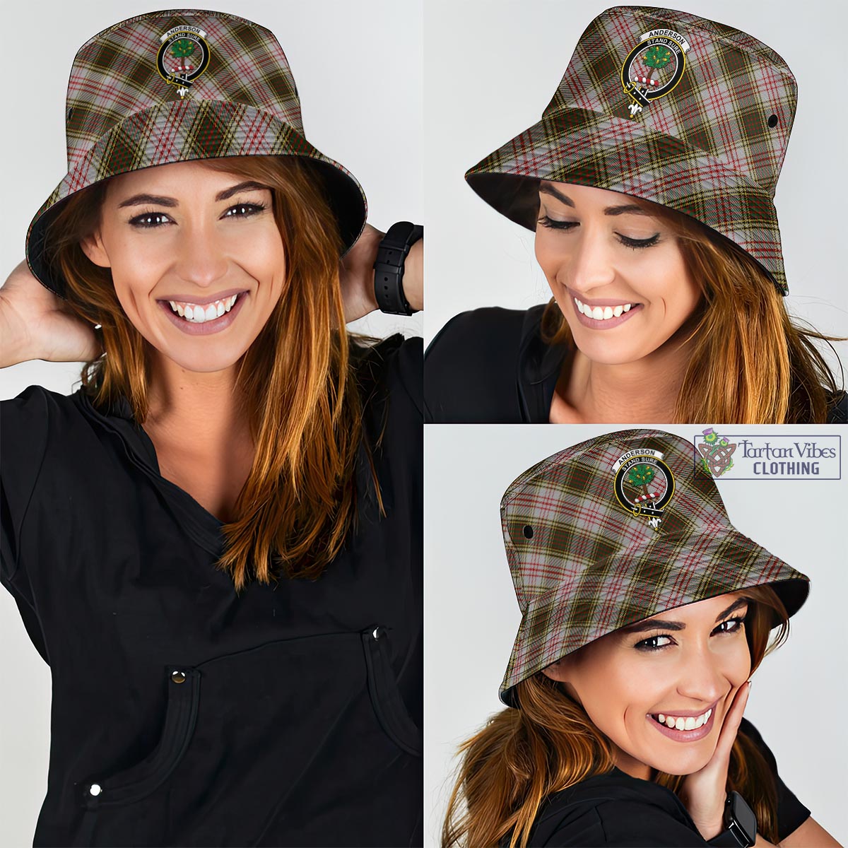 Tartan Vibes Clothing Anderson Dress Tartan Bucket Hat with Family Crest