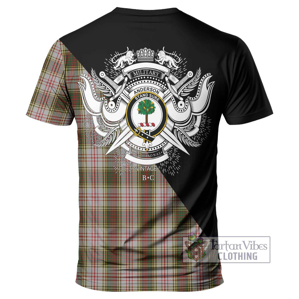 Anderson Dress Tartan T-Shirt with Family Crest and Military Logo Style - Tartanvibesclothing Shop