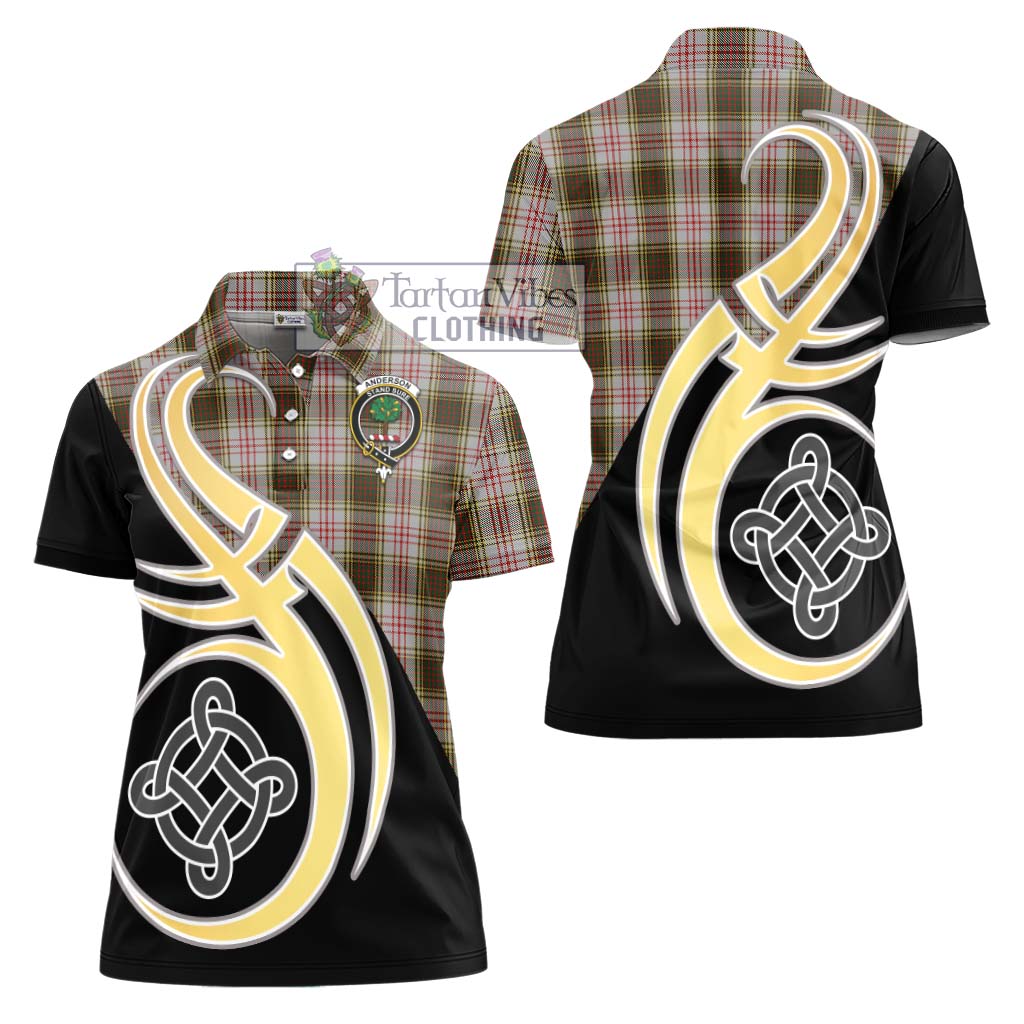 Anderson Dress Tartan Women's Polo Shirt with Family Crest and Celtic Symbol Style - Tartan Vibes Clothing