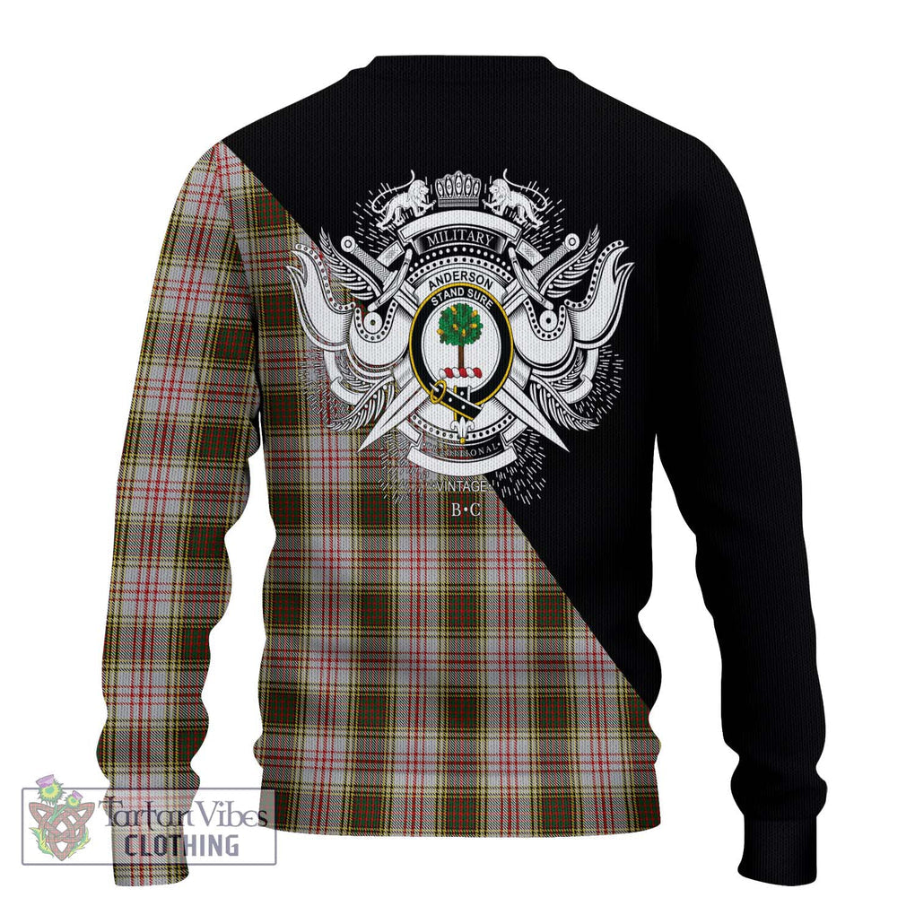 Anderson Dress Tartan Knitted Sweater with Family Crest and Military Logo Style - Tartanvibesclothing Shop