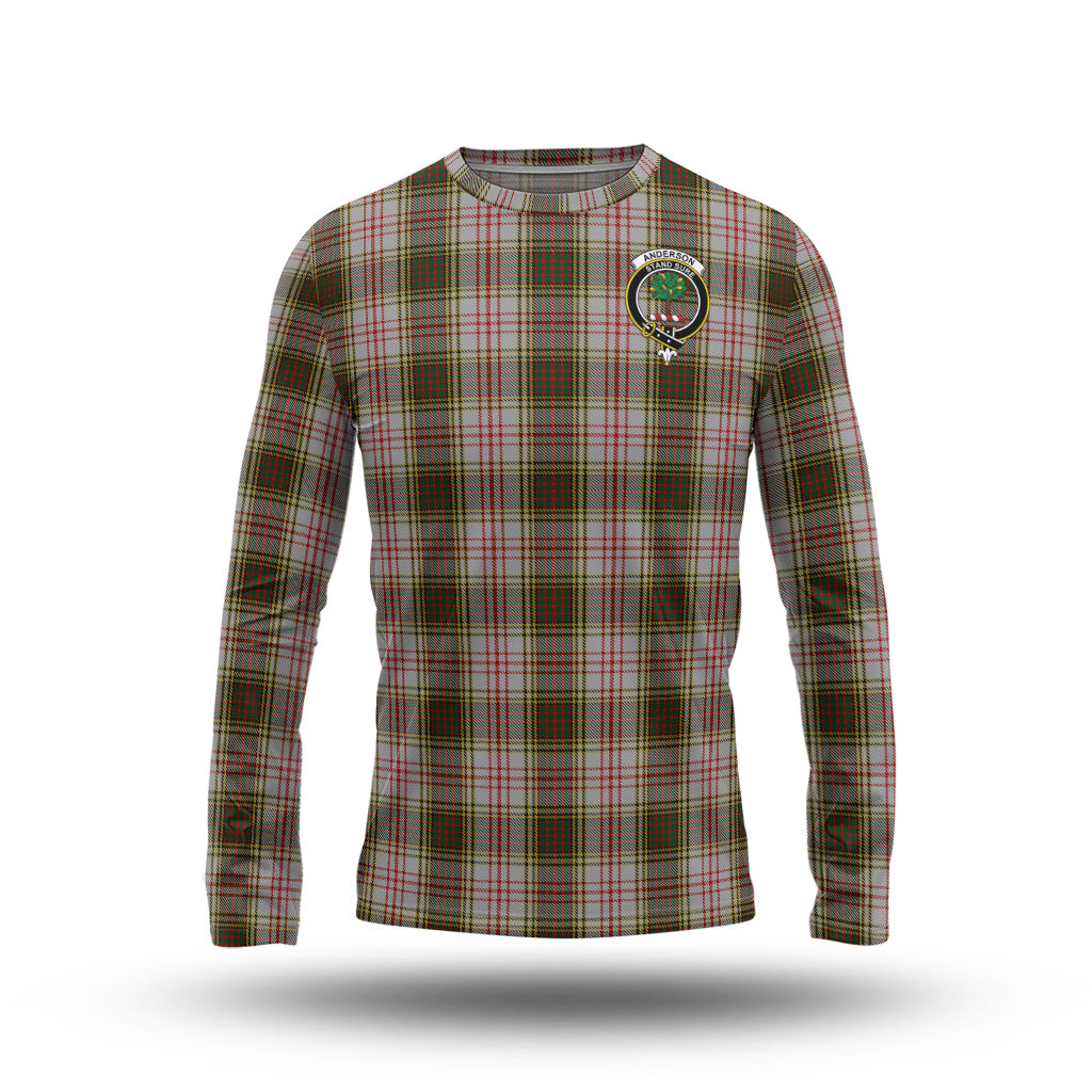 Anderson Dress Tartan Long Sleeve T-Shirt with Family Crest - Tartanvibesclothing