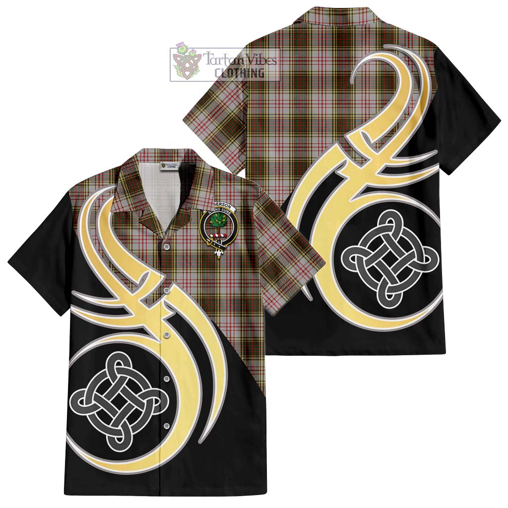 Anderson Dress Tartan Short Sleeve Button Shirt with Family Crest and Celtic Symbol Style - Tartan Vibes Clothing