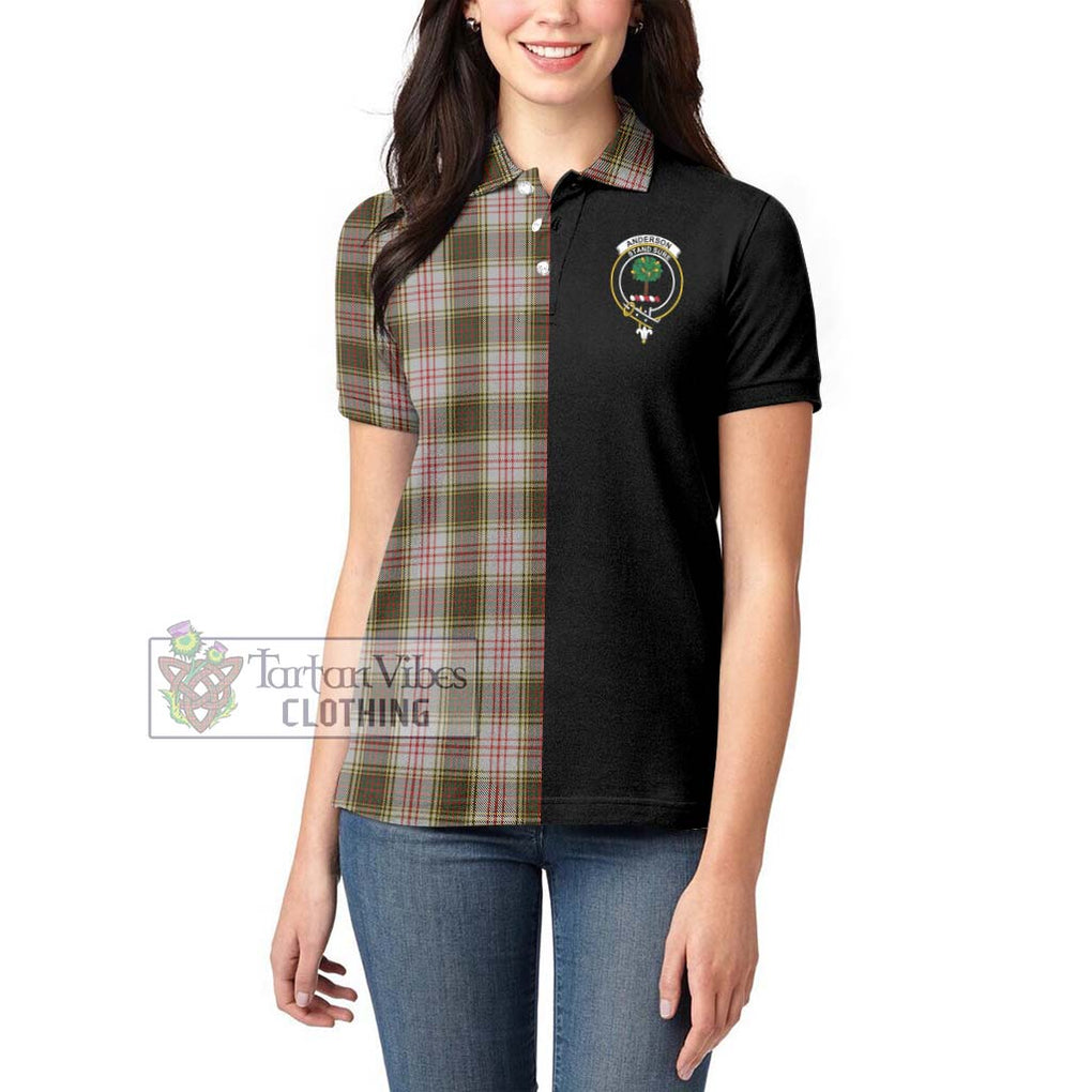 Anderson Dress Tartan Women's Polo Shirt with Family Crest and Half Of Me Style - Tartanvibesclothing Shop