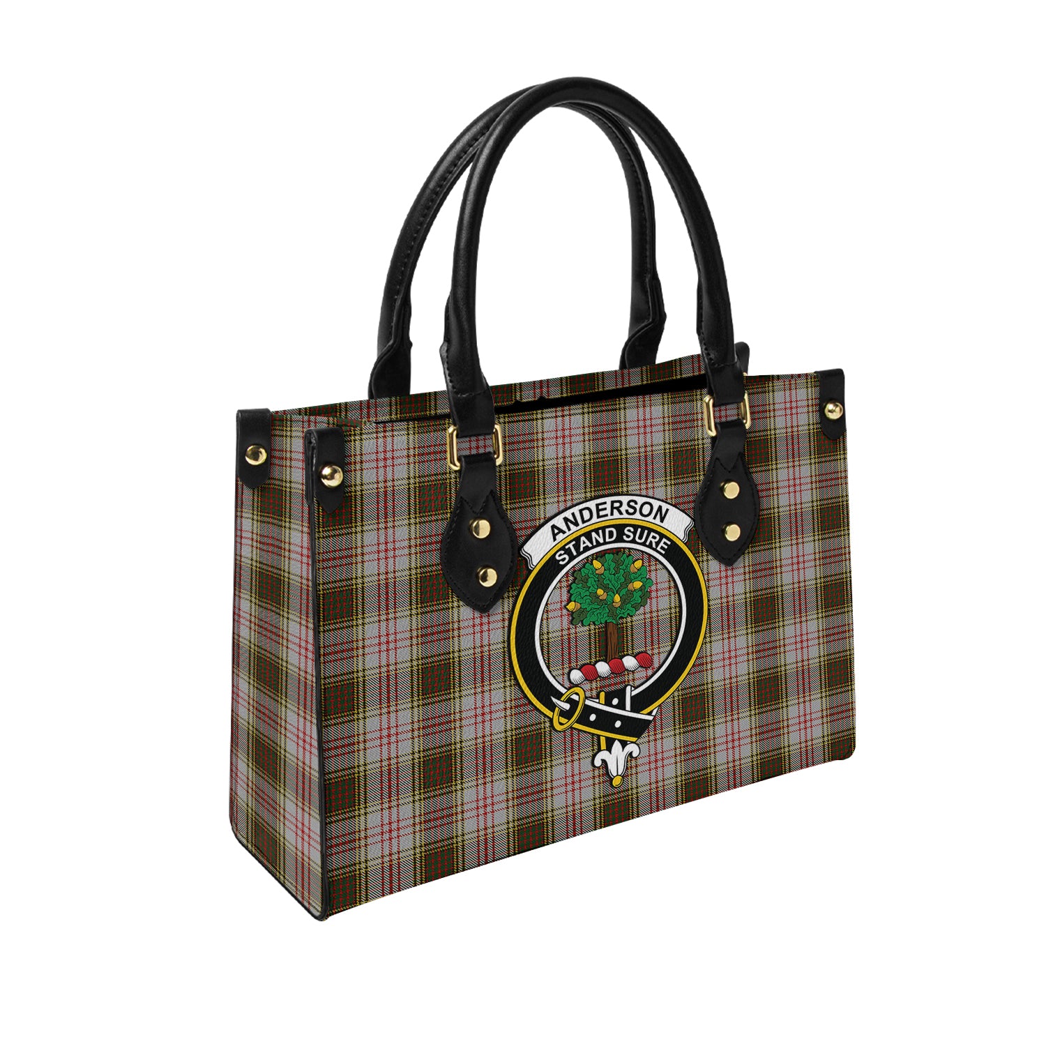 Anderson Dress Tartan Leather Bag with Family Crest - Tartanvibesclothing