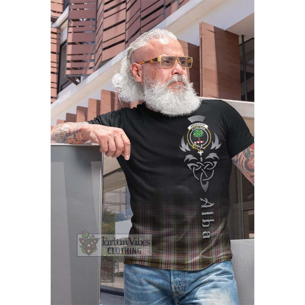 Tartan Vibes Clothing Anderson Dress Tartan Cotton T-shirt Featuring Alba Gu Brath Family Crest Celtic Inspired