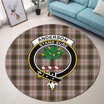 Anderson Dress Tartan Round Rug with Family Crest