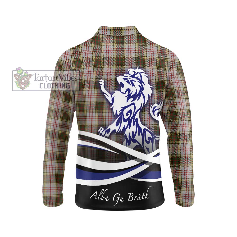 Anderson Dress Tartan Long Sleeve Polo Shirt with Alba Gu Brath Regal Lion Emblem - Tartanvibesclothing Shop