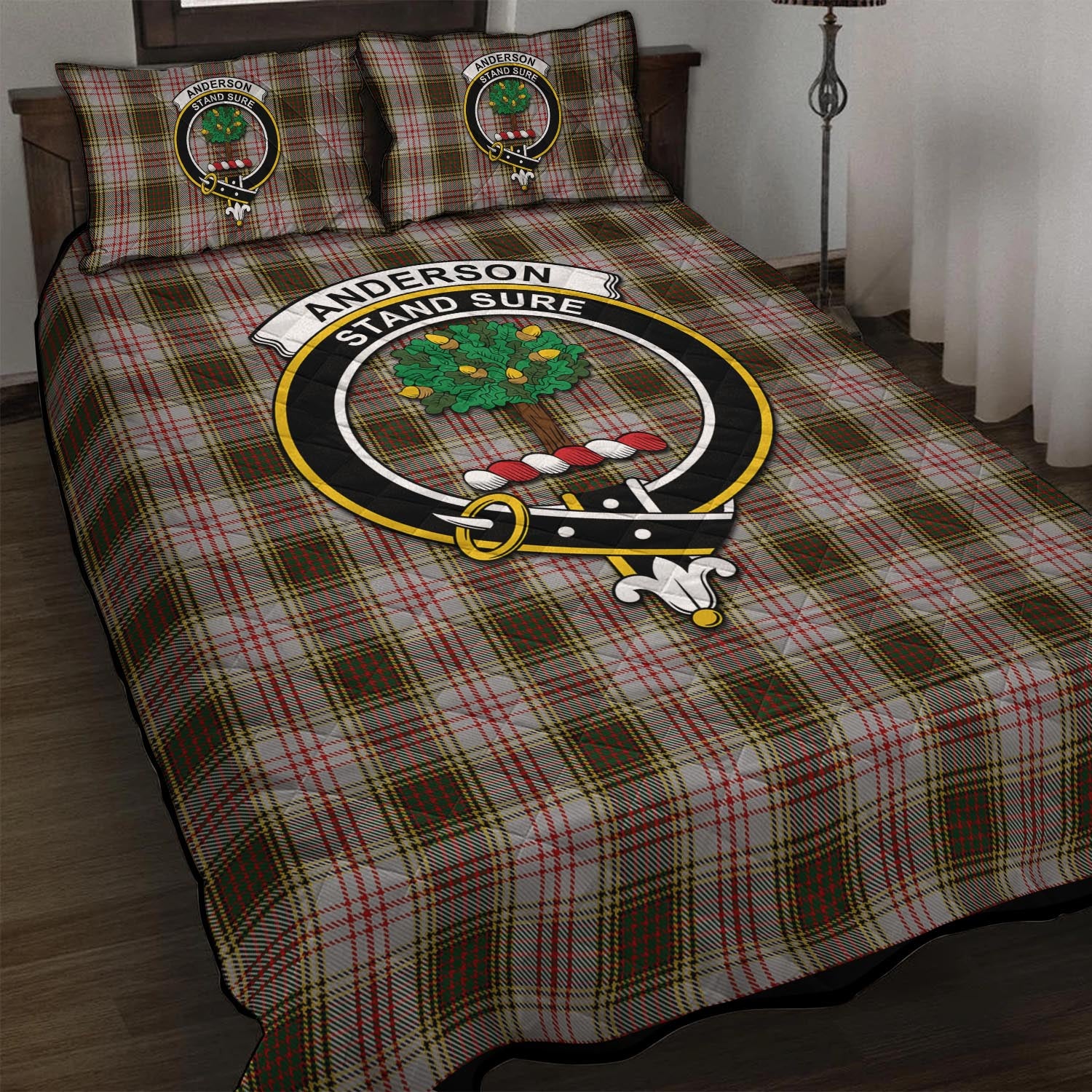 Anderson Dress Tartan Quilt Bed Set with Family Crest - Tartan Vibes Clothing