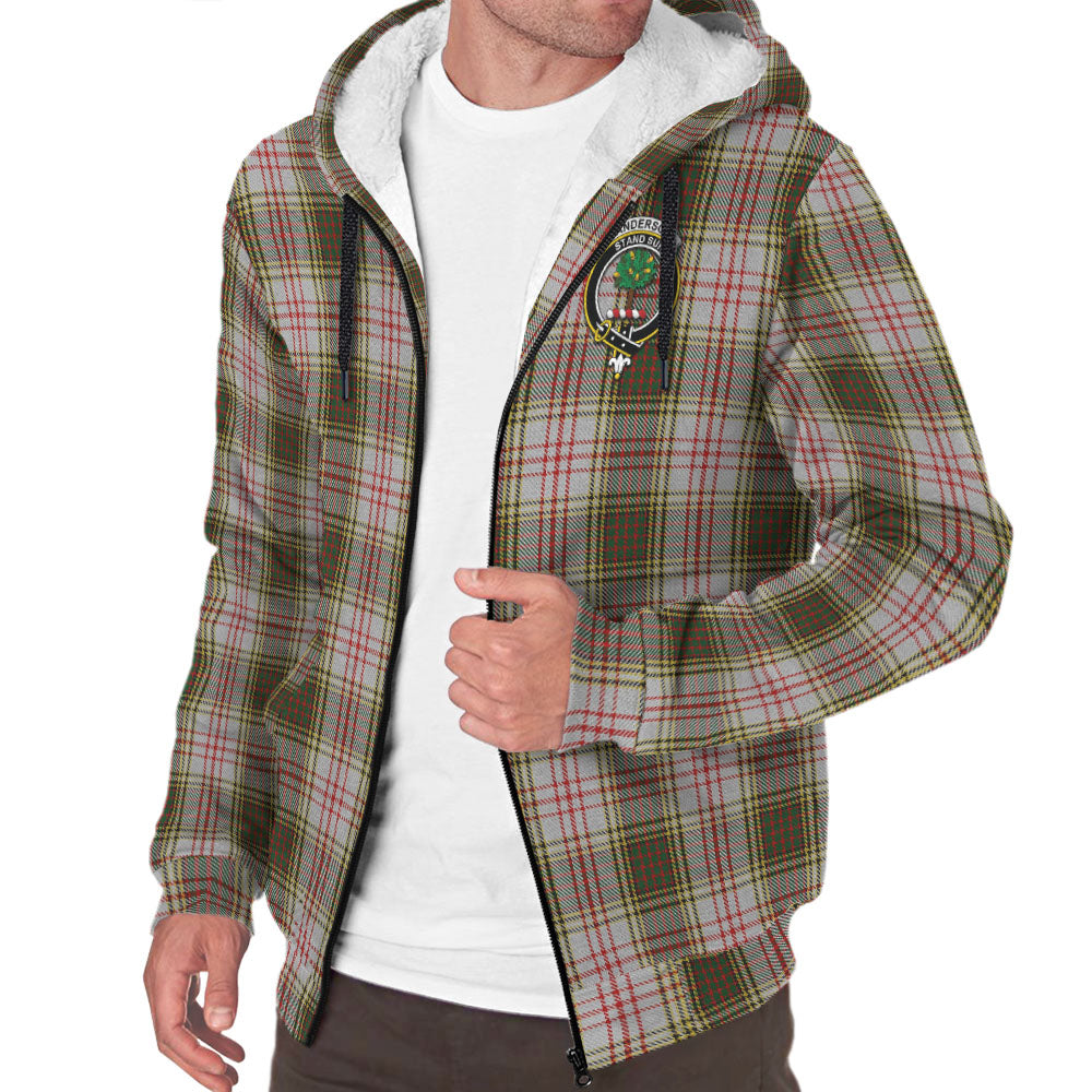 Anderson Dress Tartan Sherpa Hoodie with Family Crest - Tartanvibesclothing