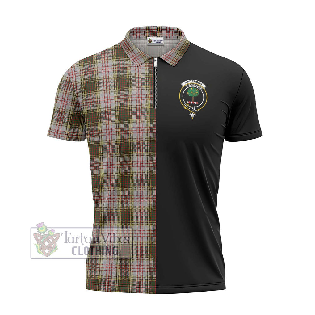 Anderson Dress Tartan Zipper Polo Shirt with Family Crest and Half Of Me Style - Tartanvibesclothing Shop