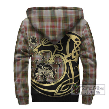 Anderson Dress Tartan Sherpa Hoodie with Family Crest Celtic Wolf Style