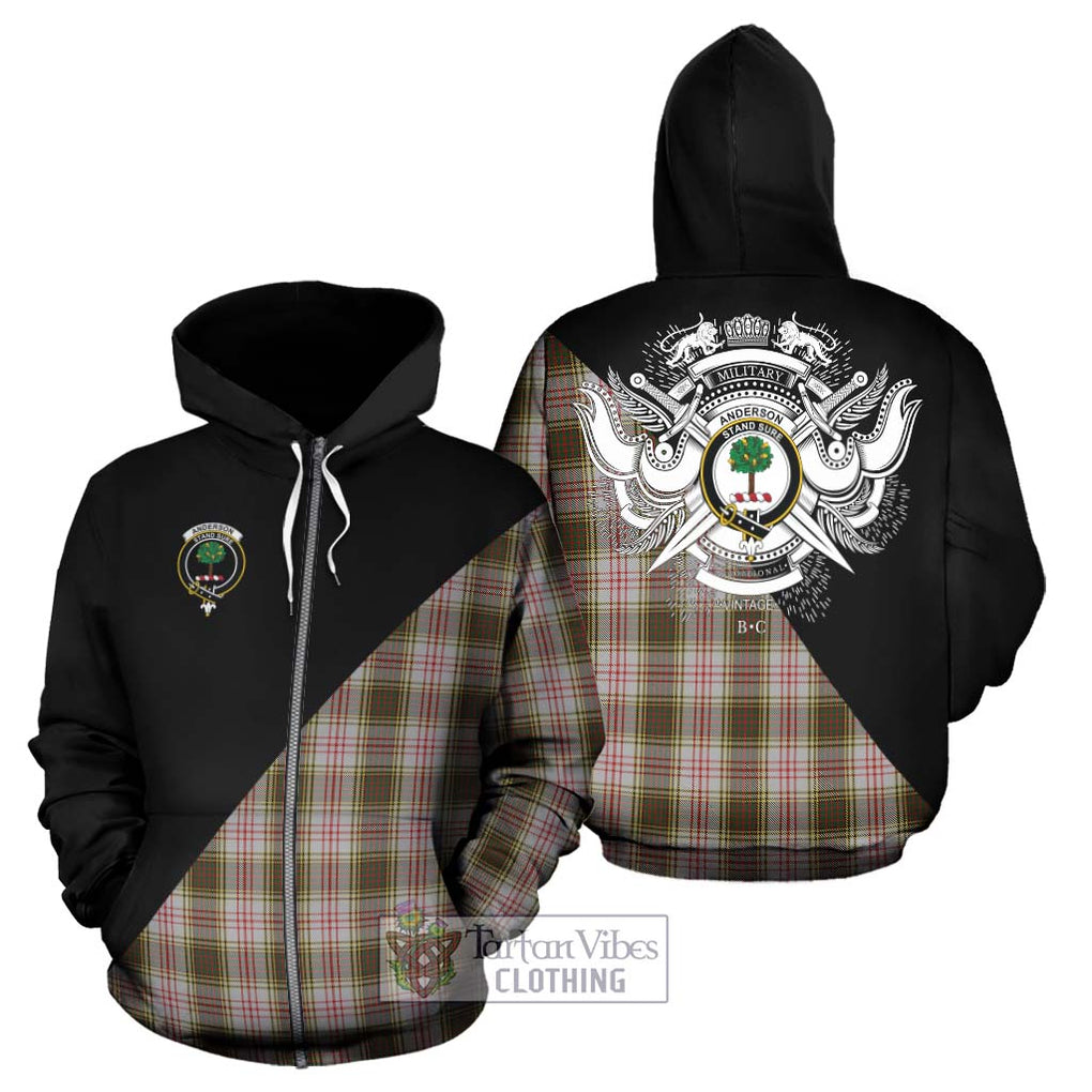 Anderson Dress Tartan Hoodie with Family Crest and Military Logo Style - Tartanvibesclothing Shop