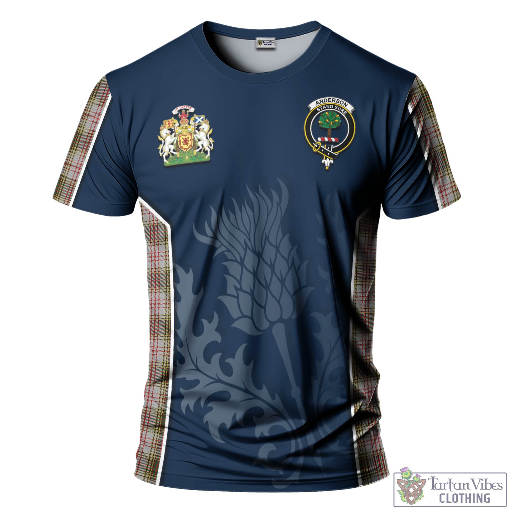 Tartan Vibes Clothing Anderson Dress Tartan T-Shirt with Family Crest and Scottish Thistle Vibes Sport Style