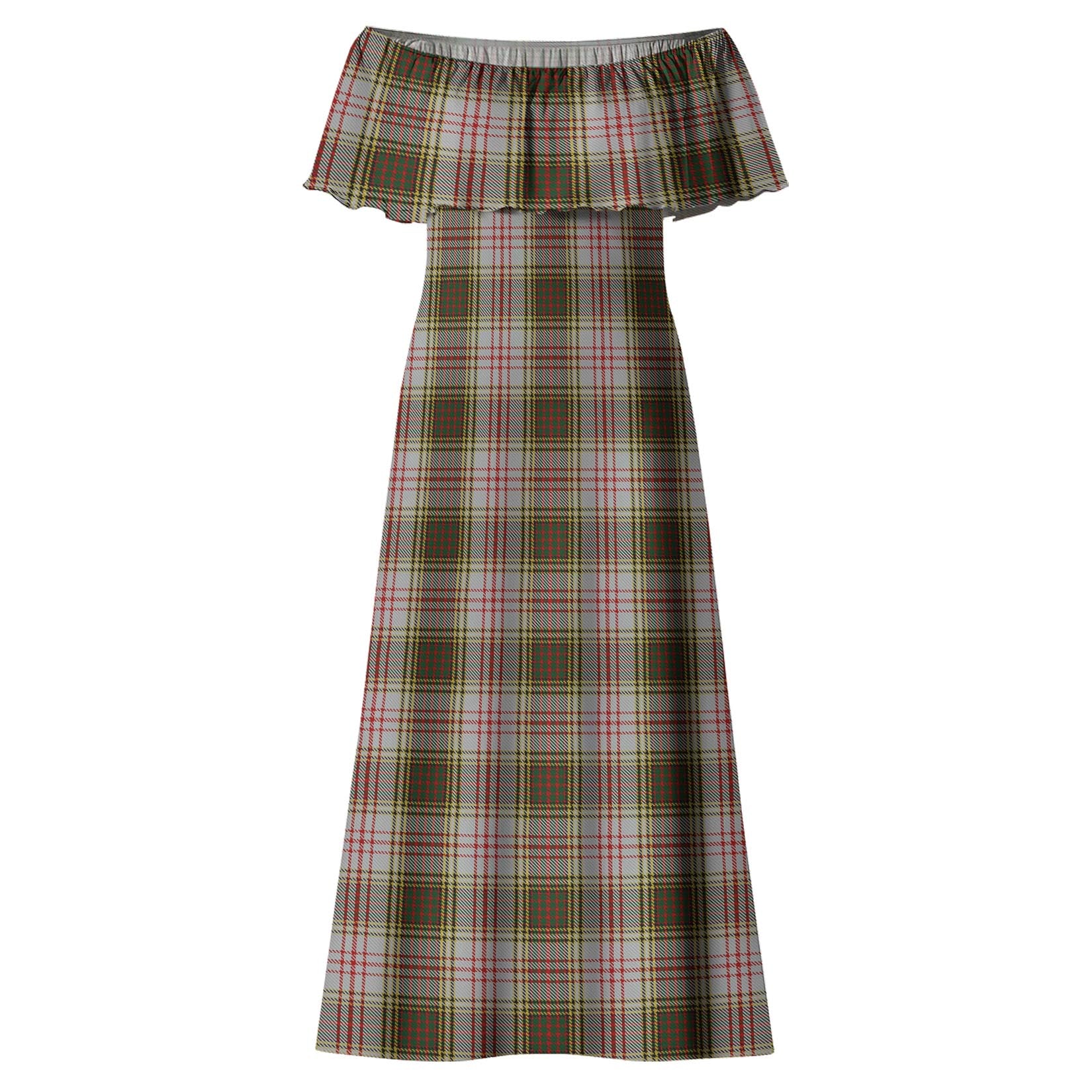 Anderson Dress Tartan Off Shoulder Long Dress - Tartanvibesclothing