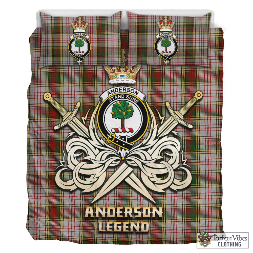 Tartan Vibes Clothing Anderson Dress Tartan Bedding Set with Clan Crest and the Golden Sword of Courageous Legacy