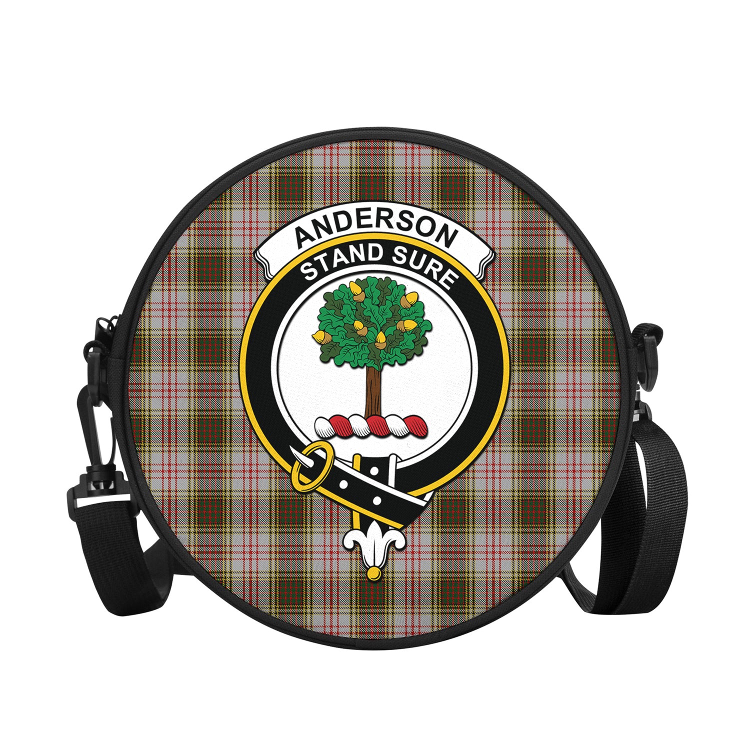 Anderson Dress Tartan Round Satchel Bags with Family Crest - Tartanvibesclothing