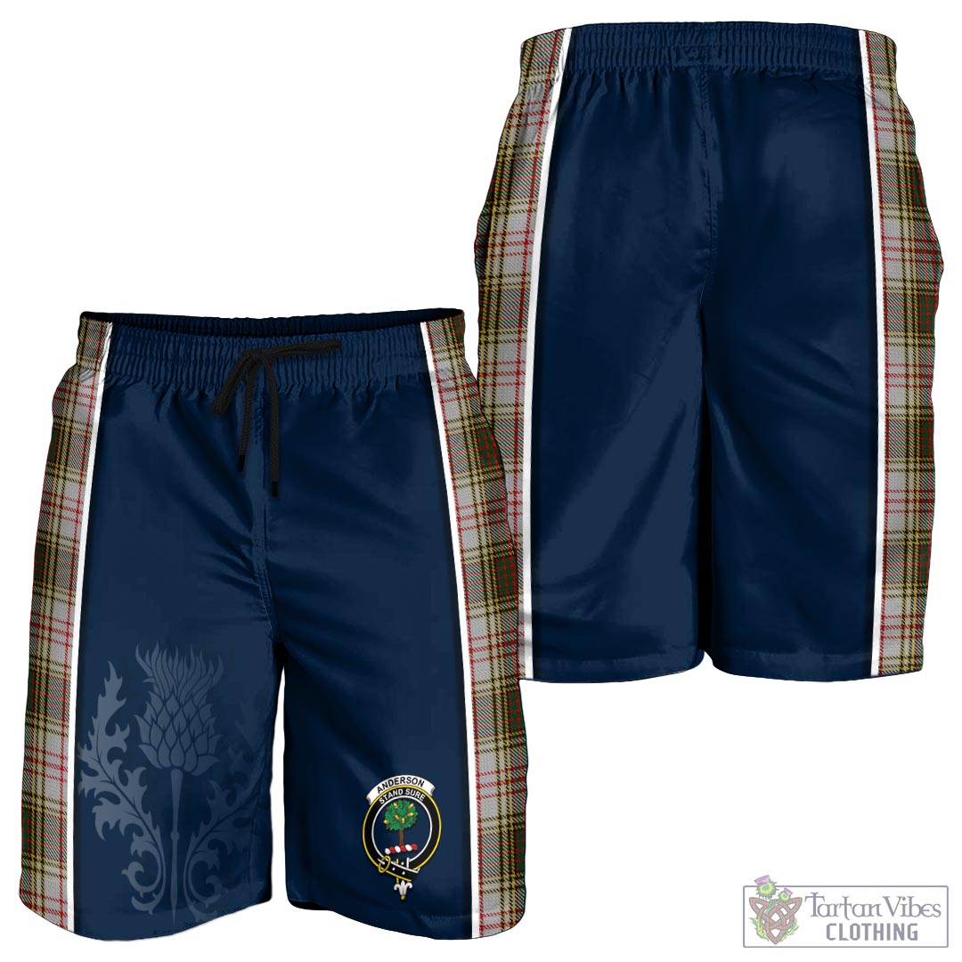 Tartan Vibes Clothing Anderson Dress Tartan Men's Shorts with Family Crest and Scottish Thistle Vibes Sport Style