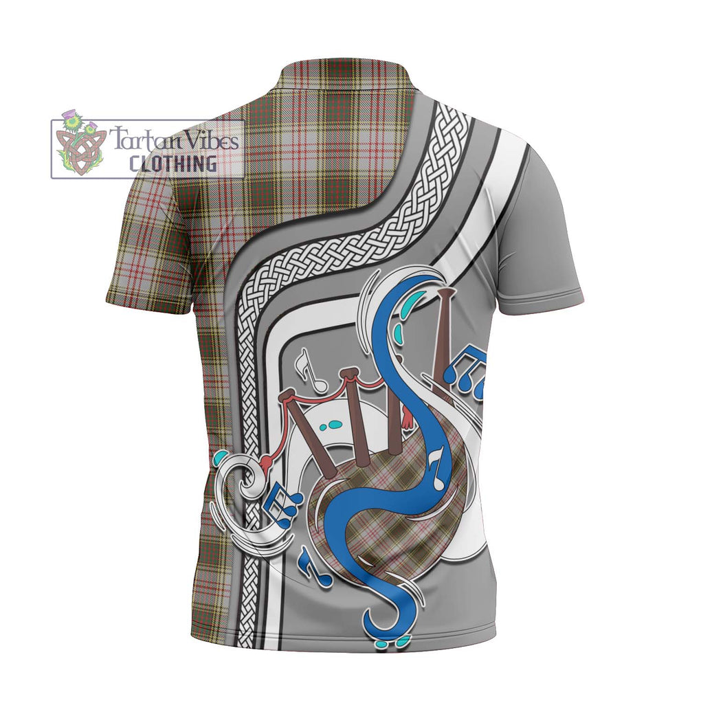 Anderson Dress Tartan Zipper Polo Shirt with Epic Bagpipe Style - Tartanvibesclothing Shop