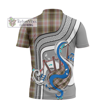 Anderson Dress Tartan Zipper Polo Shirt with Epic Bagpipe Style