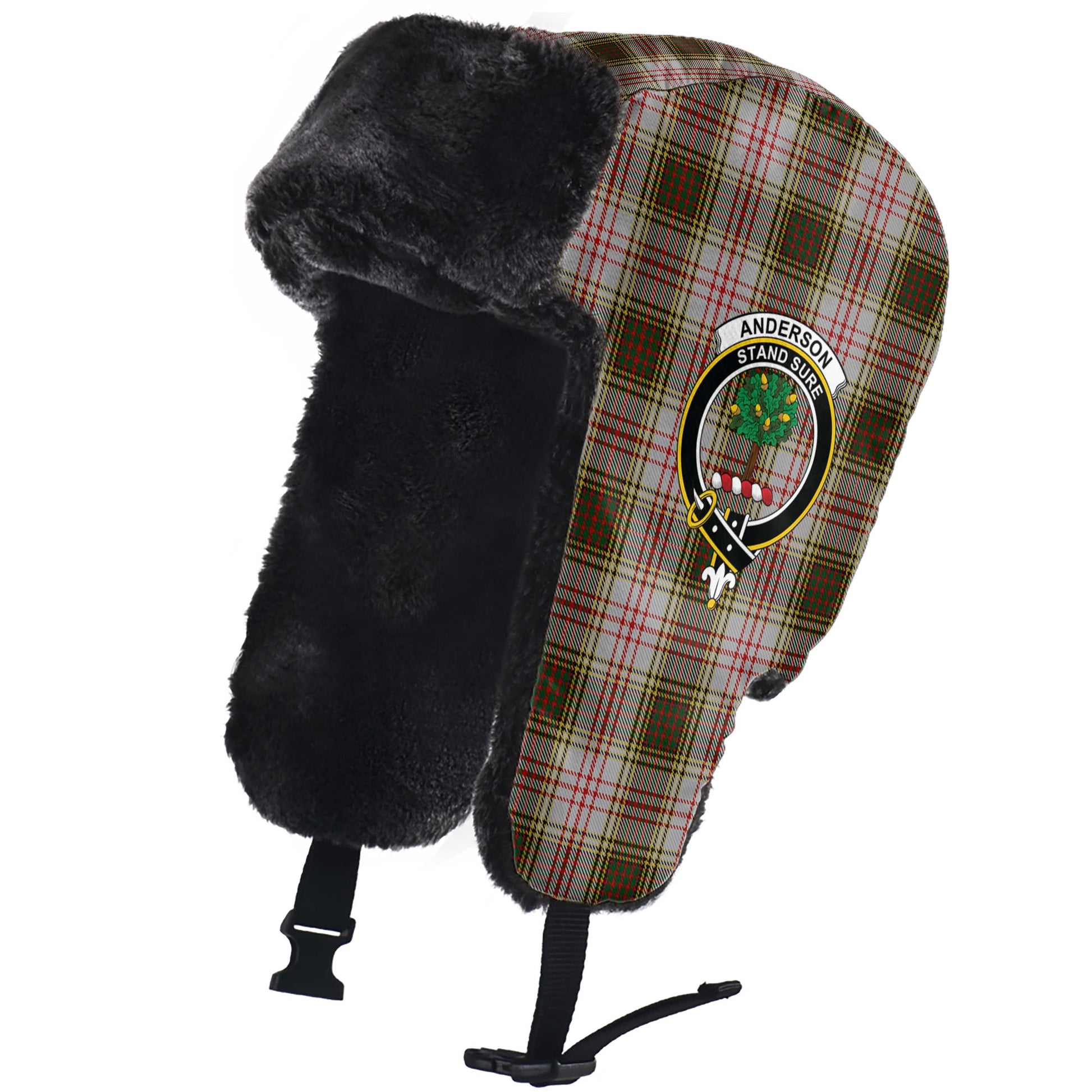 Anderson Dress Tartan Winter Trapper Hat with Family Crest - Tartanvibesclothing