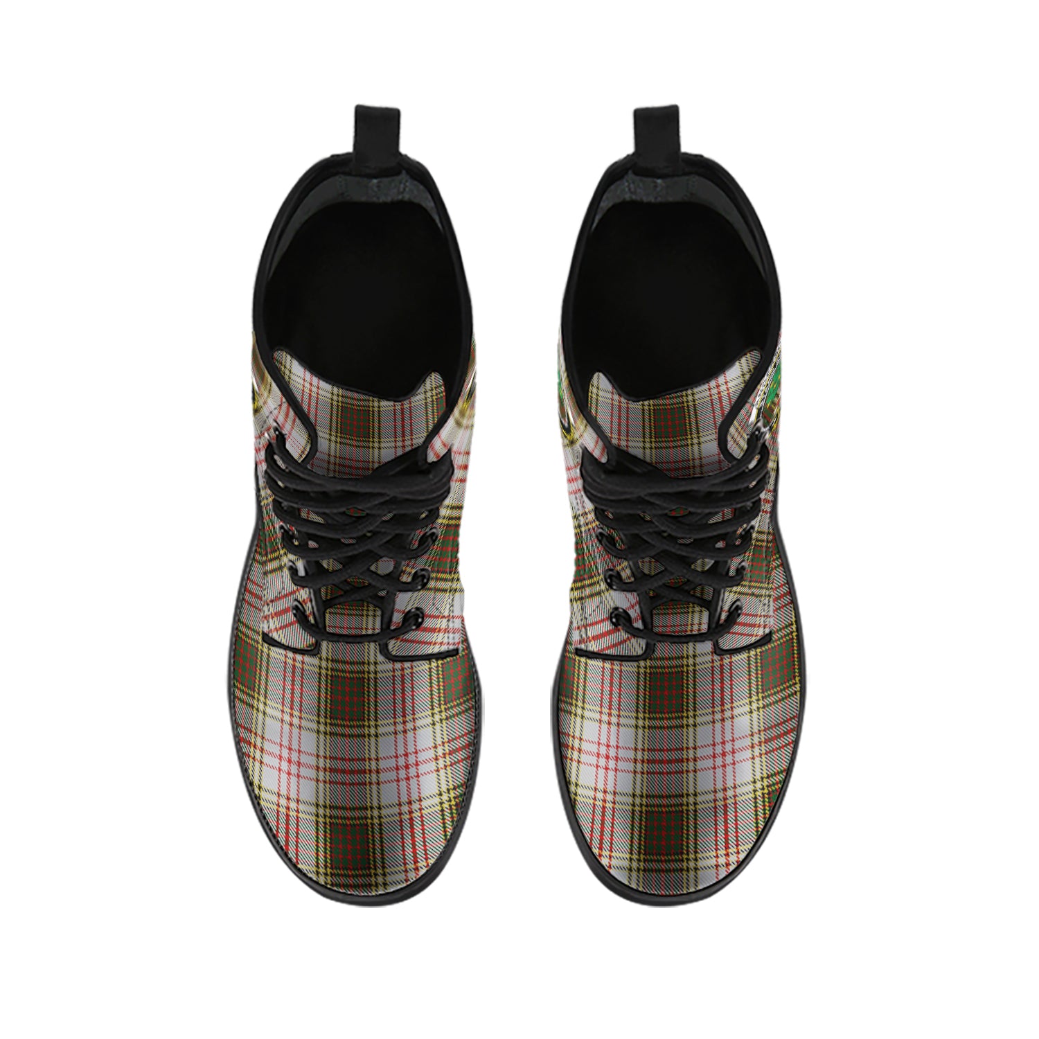 Anderson Dress Tartan Leather Boots with Family Crest - Tartanvibesclothing