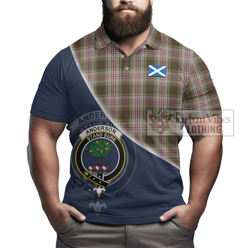 Anderson Dress Tartan Polo Shirt with Personalised National Flag and Family Crest Half Style - Tartanvibesclothing Shop