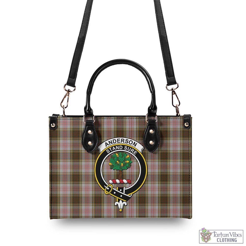 Tartan Vibes Clothing Anderson Dress Tartan Luxury Leather Handbags with Family Crest