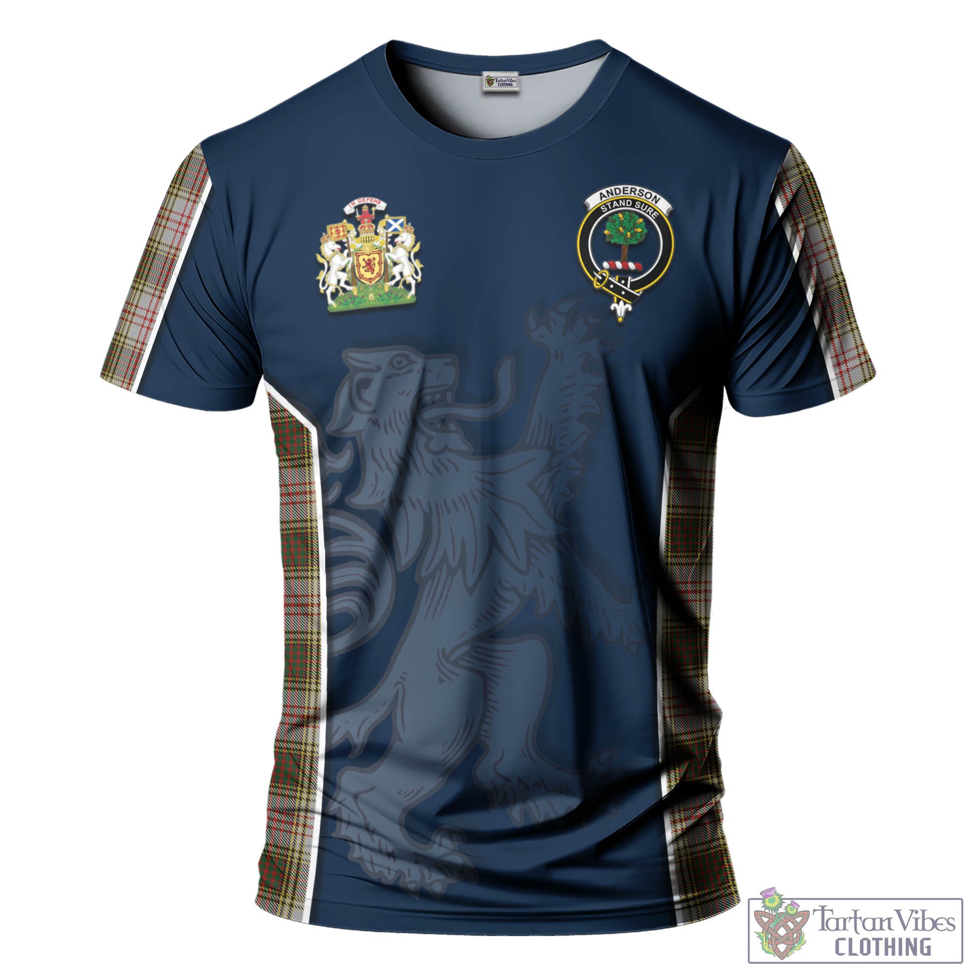 Tartan Vibes Clothing Anderson Dress Tartan T-Shirt with Family Crest and Lion Rampant Vibes Sport Style