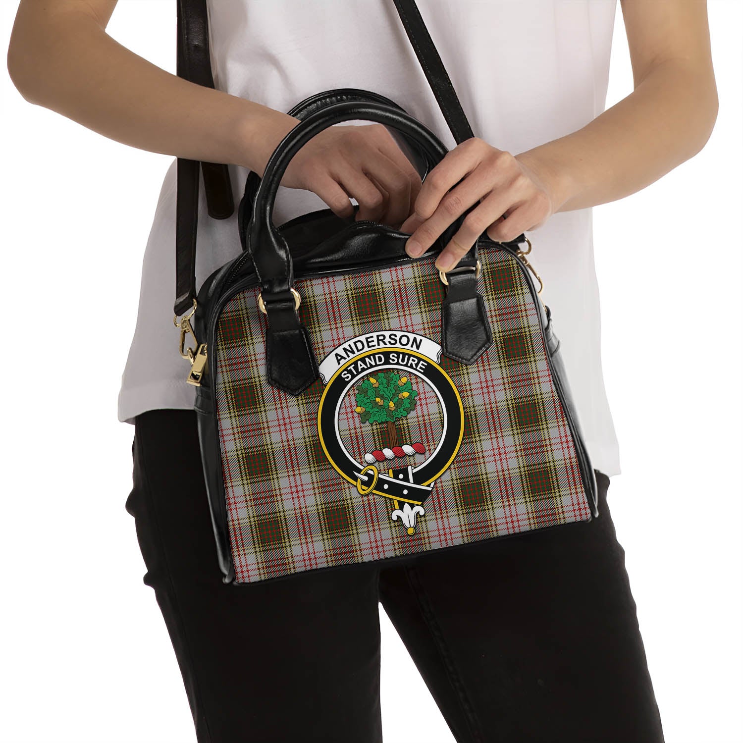 Anderson Dress Tartan Shoulder Handbags with Family Crest - Tartanvibesclothing