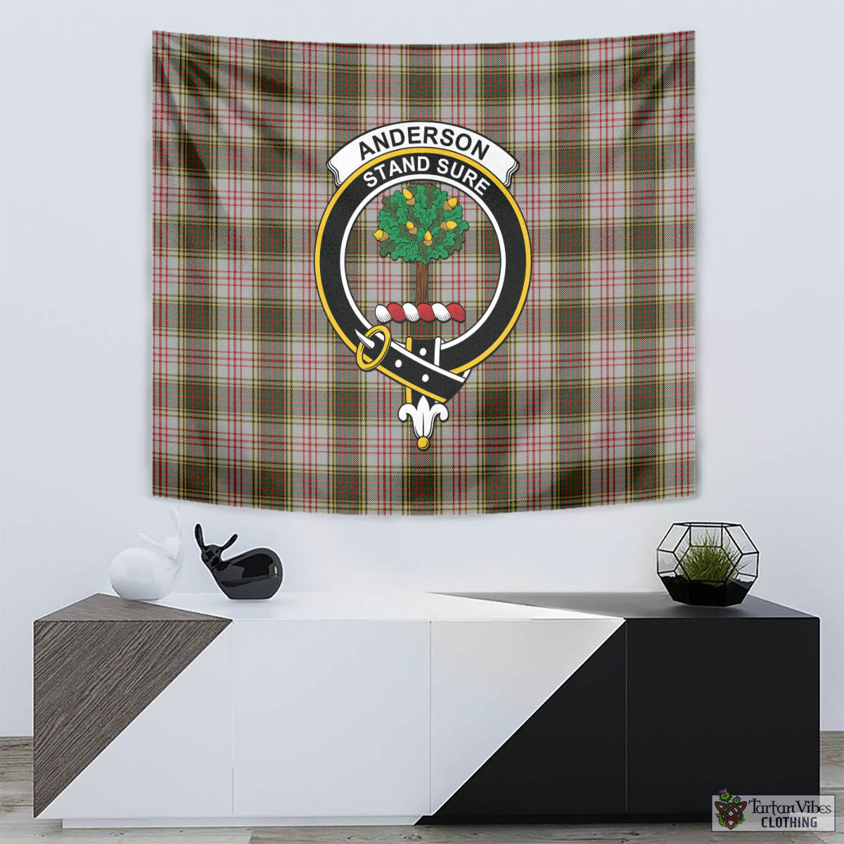 Tartan Vibes Clothing Anderson Dress Tartan Tapestry Wall Hanging and Home Decor for Room with Family Crest