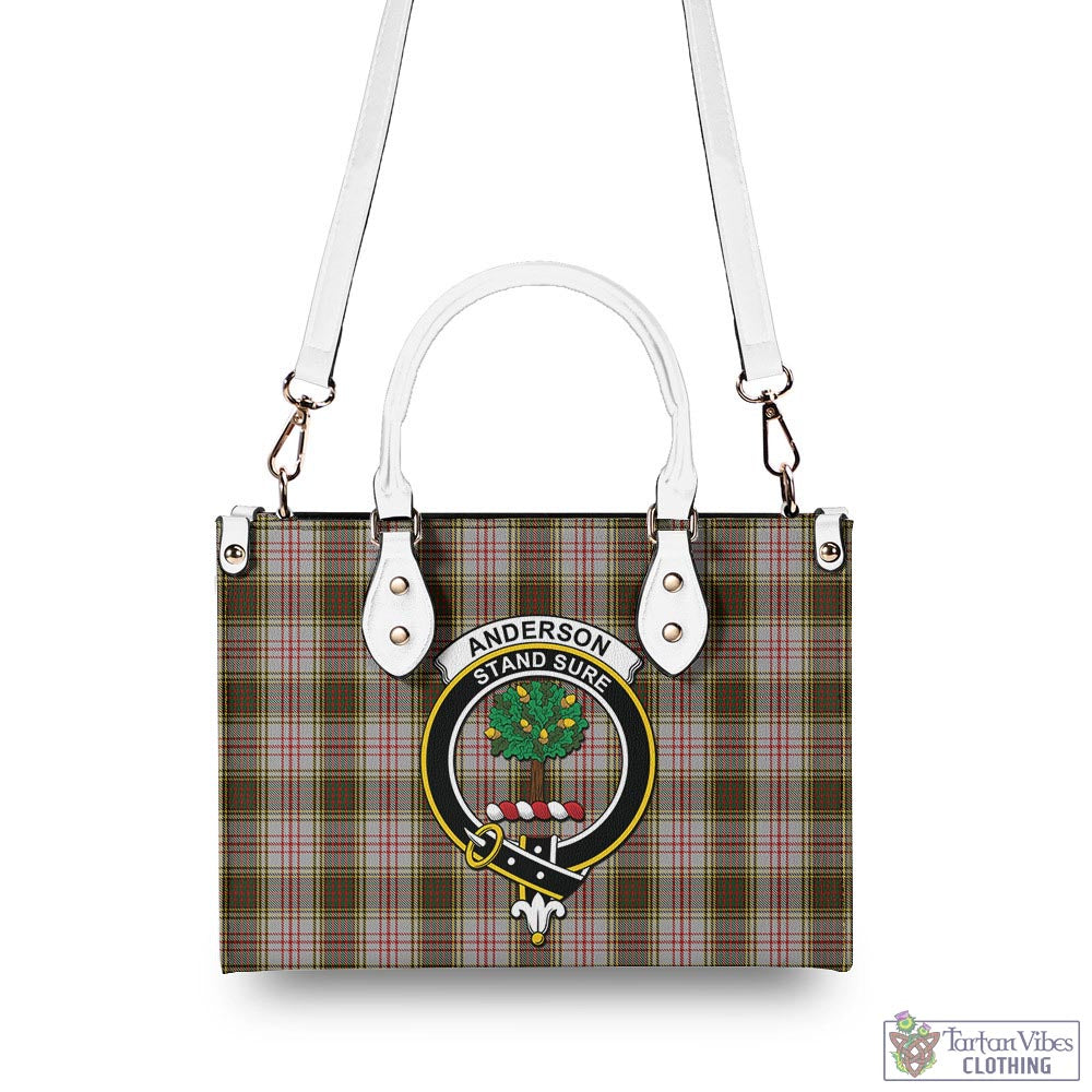 Tartan Vibes Clothing Anderson Dress Tartan Luxury Leather Handbags with Family Crest