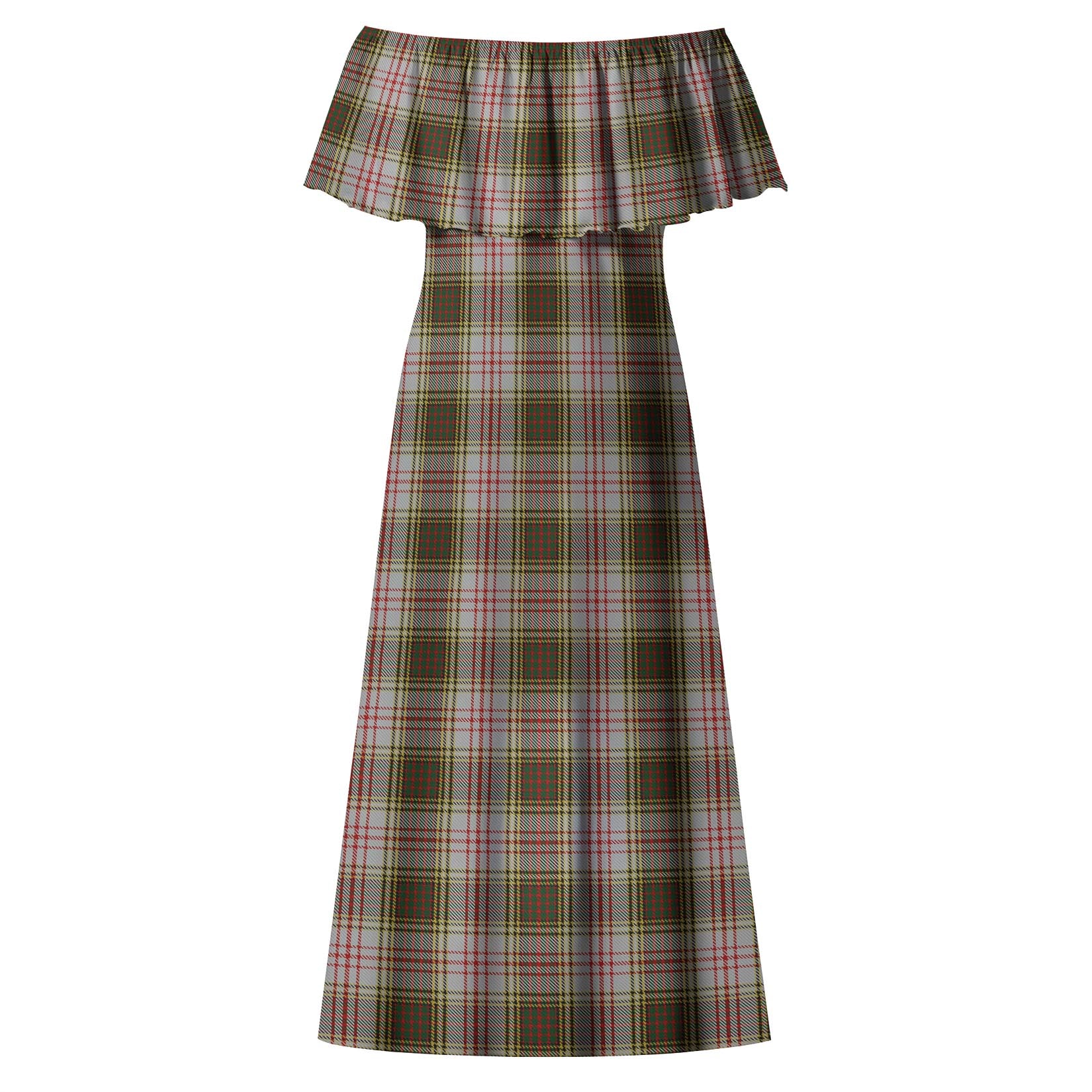 Anderson Dress Tartan Off Shoulder Long Dress - Tartanvibesclothing