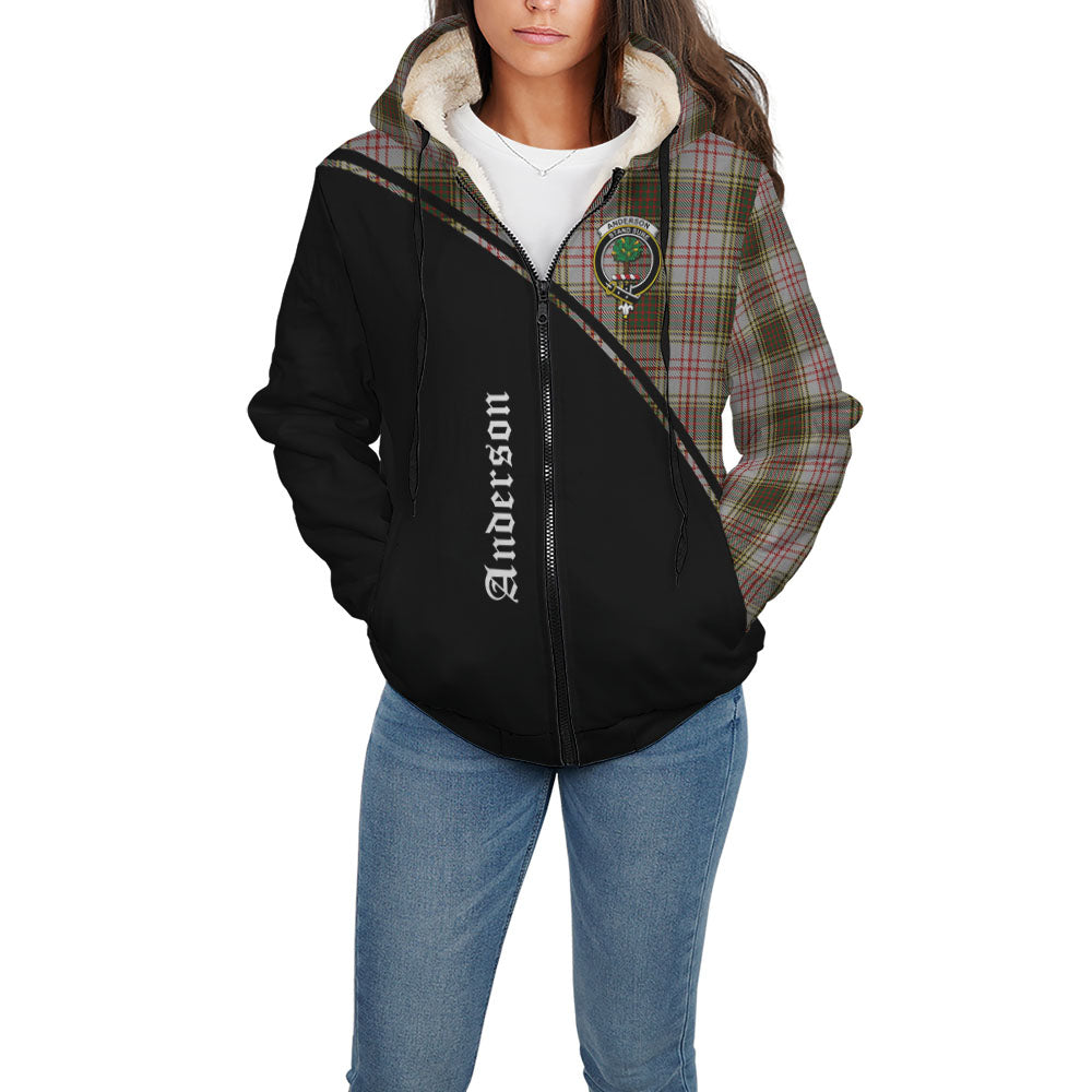 Anderson Dress Tartan Sherpa Hoodie with Family Crest Curve Style - Tartanvibesclothing