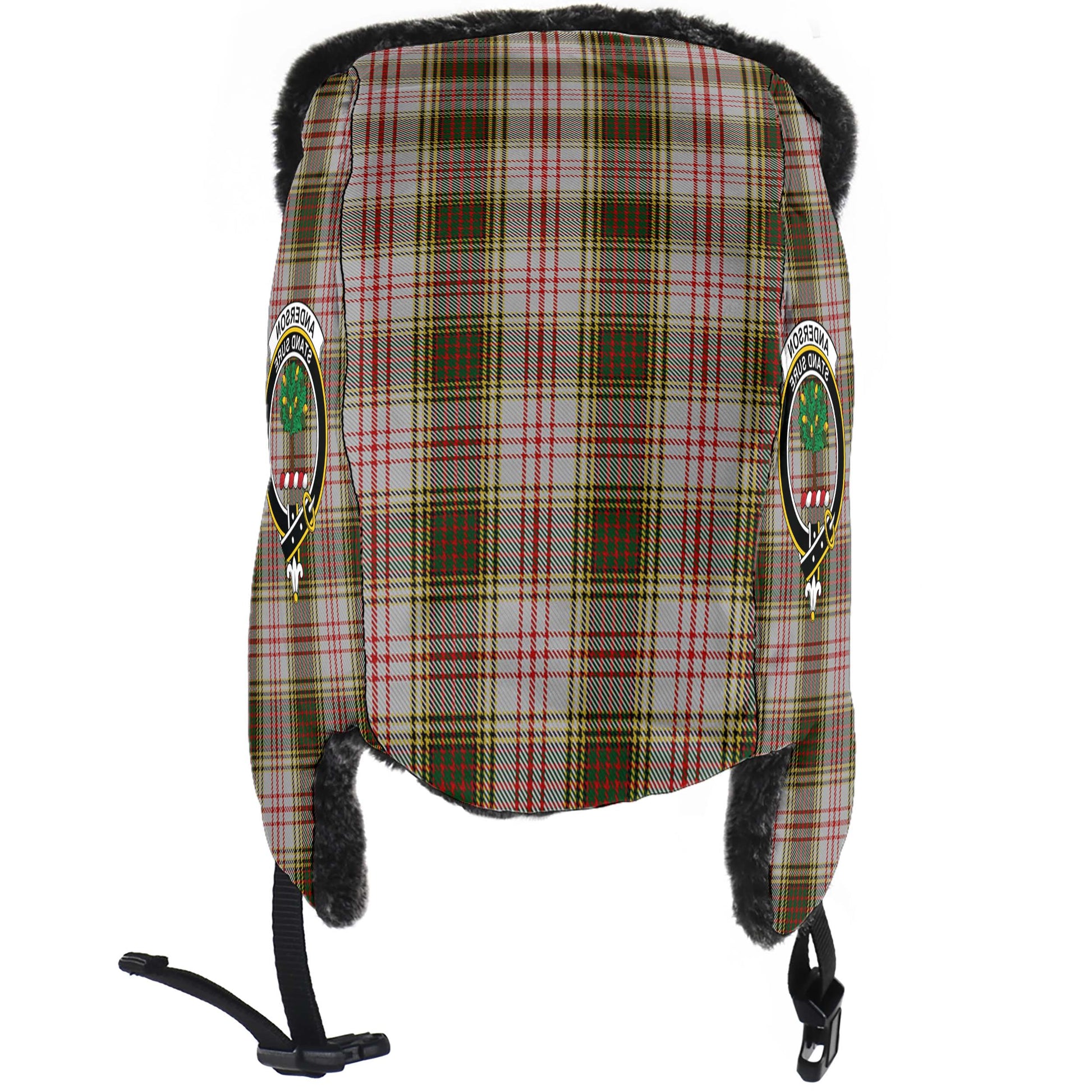 Anderson Dress Tartan Winter Trapper Hat with Family Crest - Tartanvibesclothing