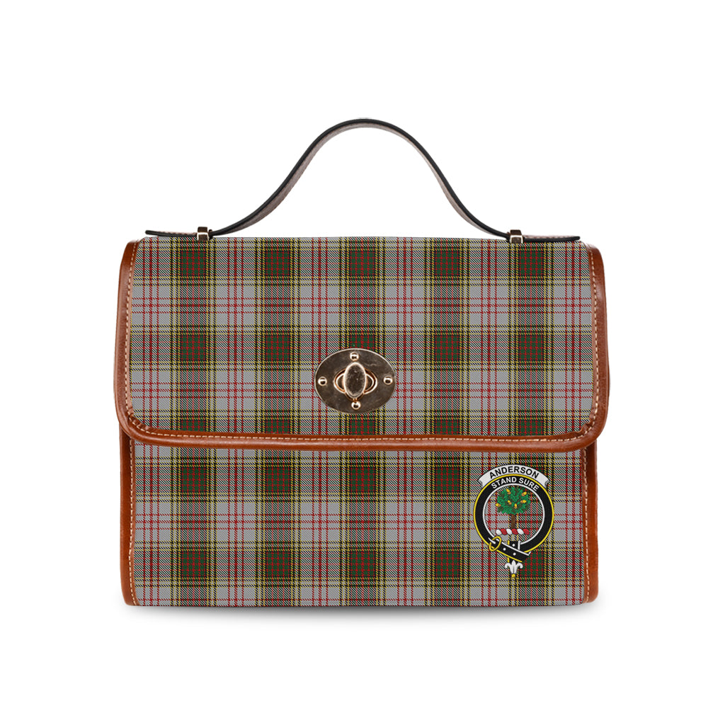 Anderson Dress Tartan Leather Strap Waterproof Canvas Bag with Family Crest - Tartanvibesclothing