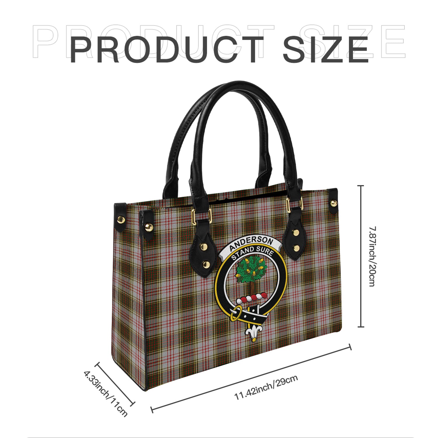 Anderson Dress Tartan Leather Bag with Family Crest - Tartanvibesclothing