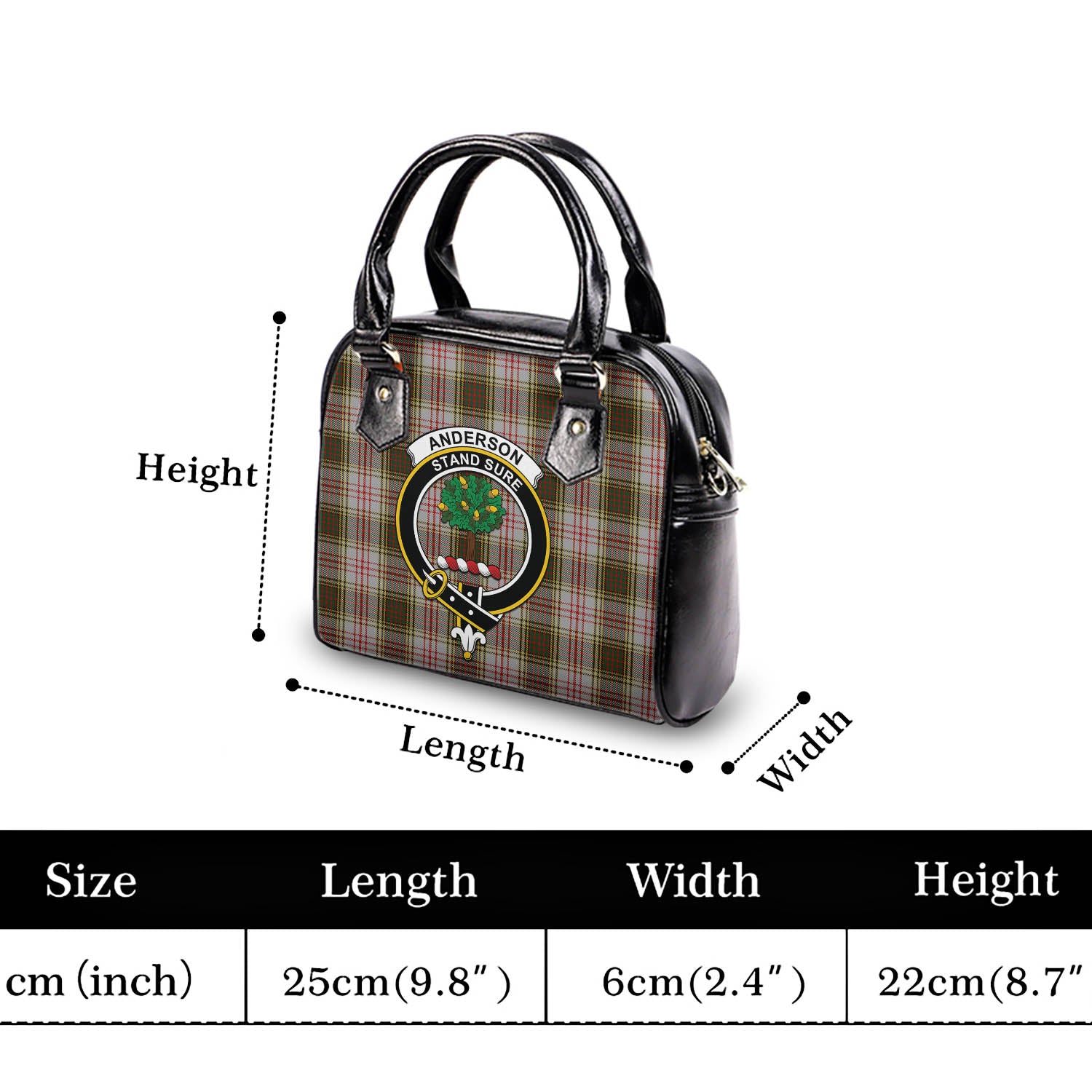 Anderson Dress Tartan Shoulder Handbags with Family Crest - Tartanvibesclothing