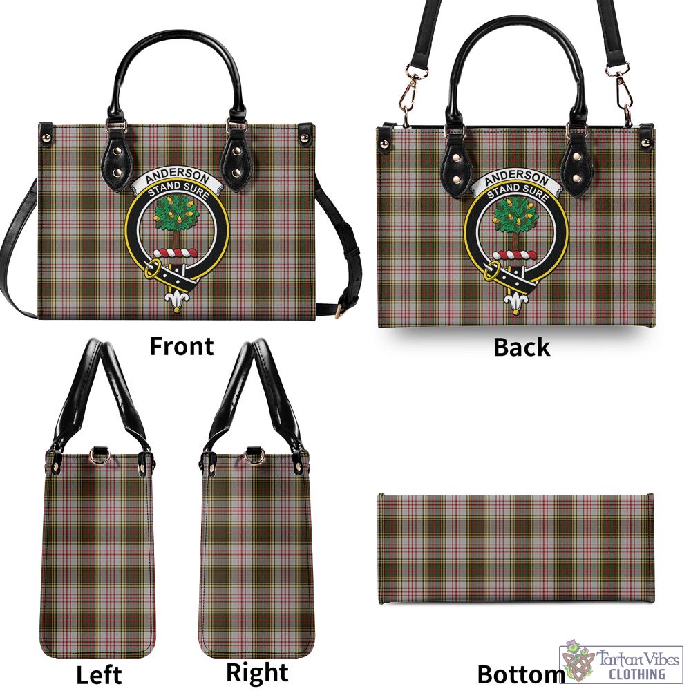 Tartan Vibes Clothing Anderson Dress Tartan Luxury Leather Handbags with Family Crest