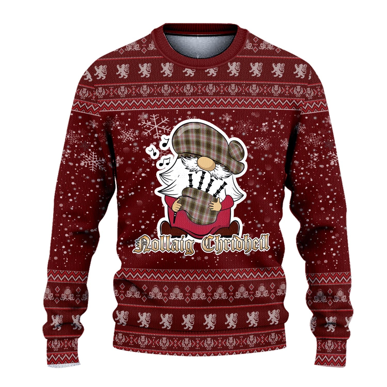 Anderson Dress Clan Christmas Family Knitted Sweater with Funny Gnome Playing Bagpipes - Tartanvibesclothing