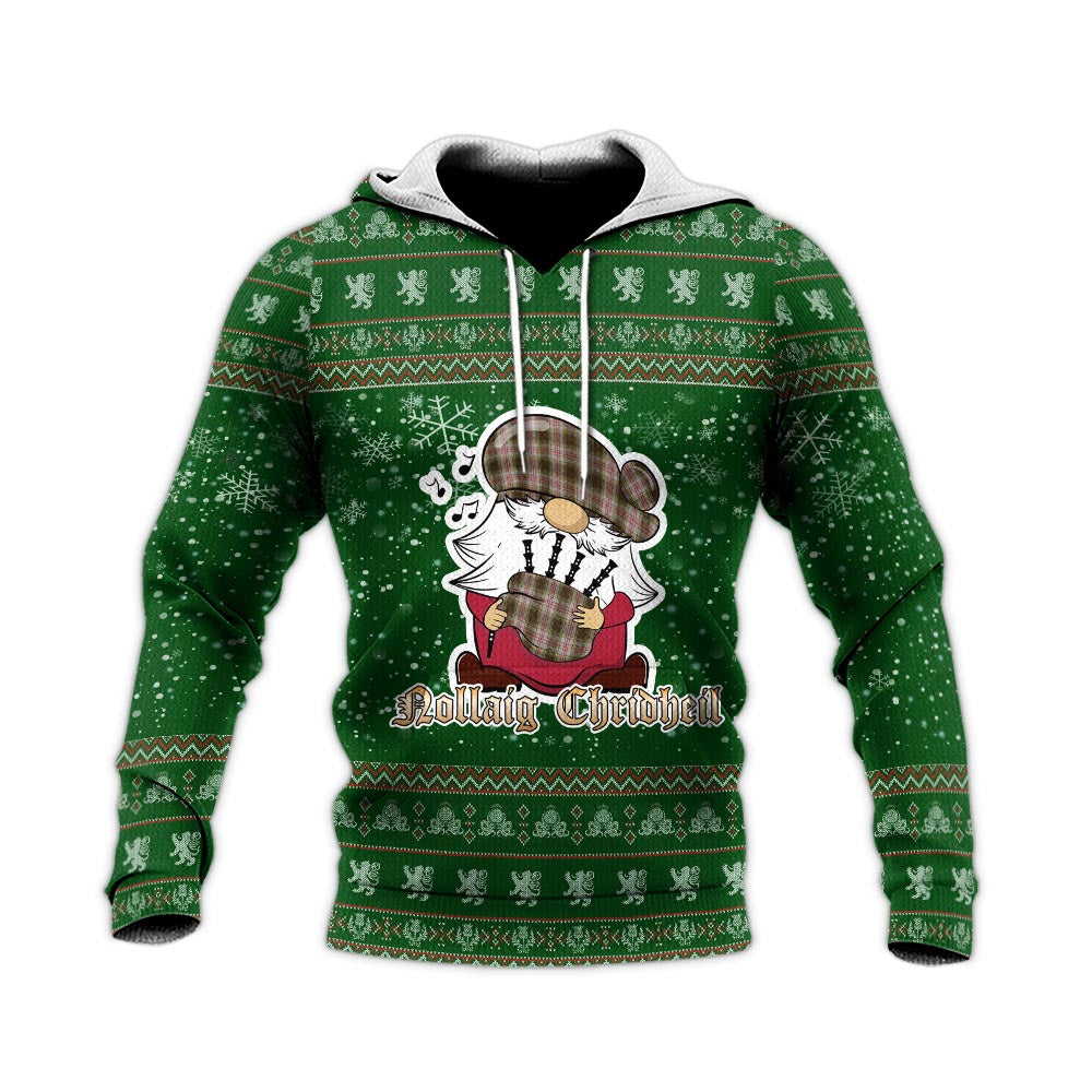 Anderson Dress Clan Christmas Knitted Hoodie with Funny Gnome Playing Bagpipes - Tartanvibesclothing