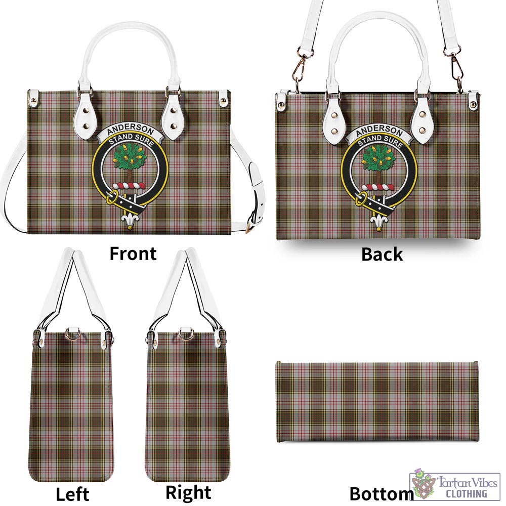 Tartan Vibes Clothing Anderson Dress Tartan Luxury Leather Handbags with Family Crest