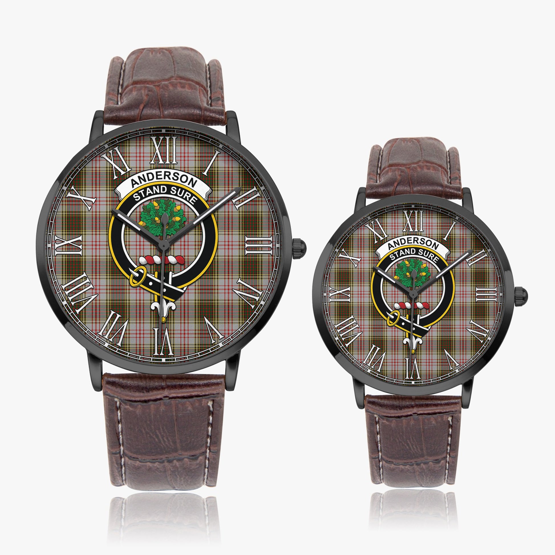 Anderson Dress Tartan Family Crest Leather Strap Quartz Watch - Tartanvibesclothing