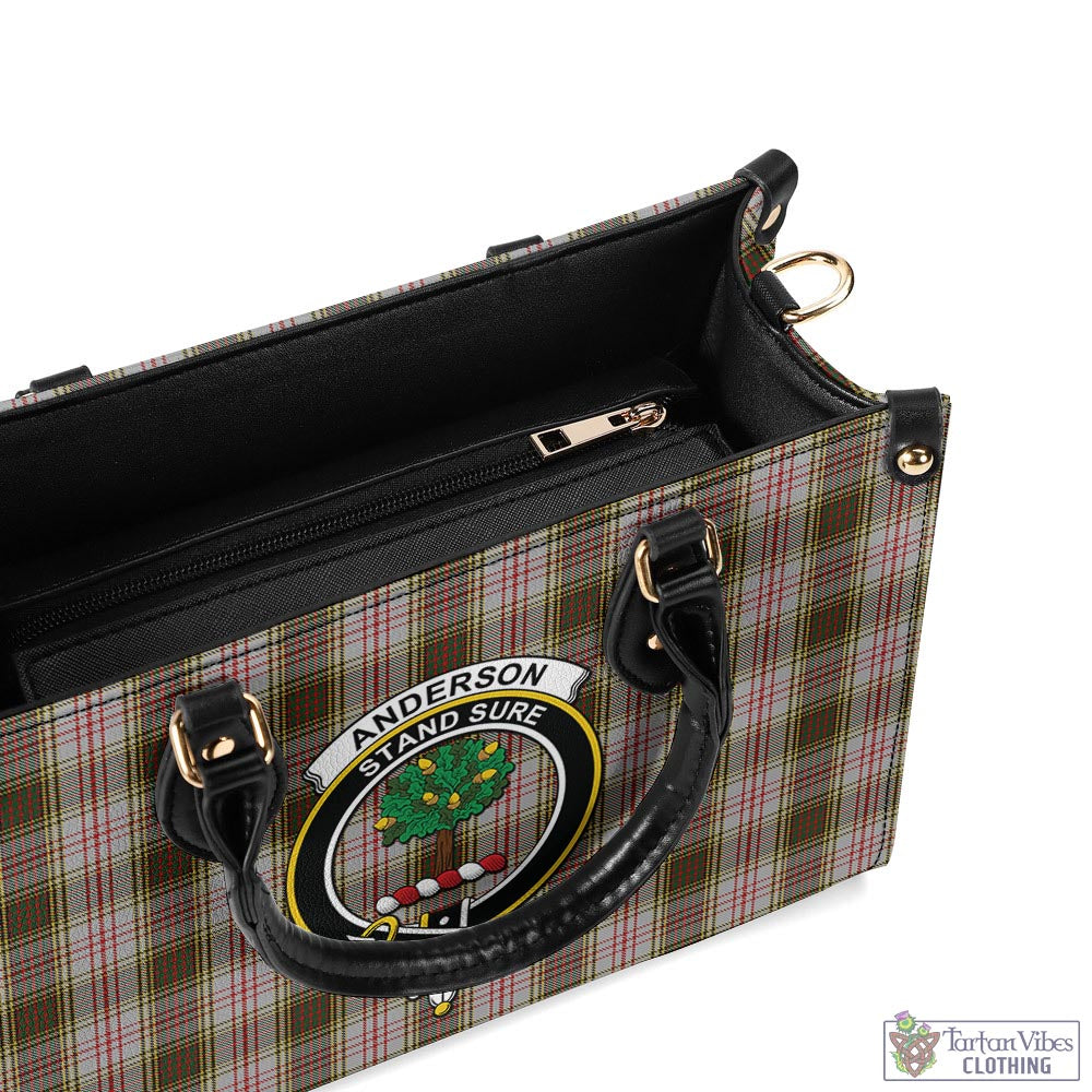 Tartan Vibes Clothing Anderson Dress Tartan Luxury Leather Handbags with Family Crest