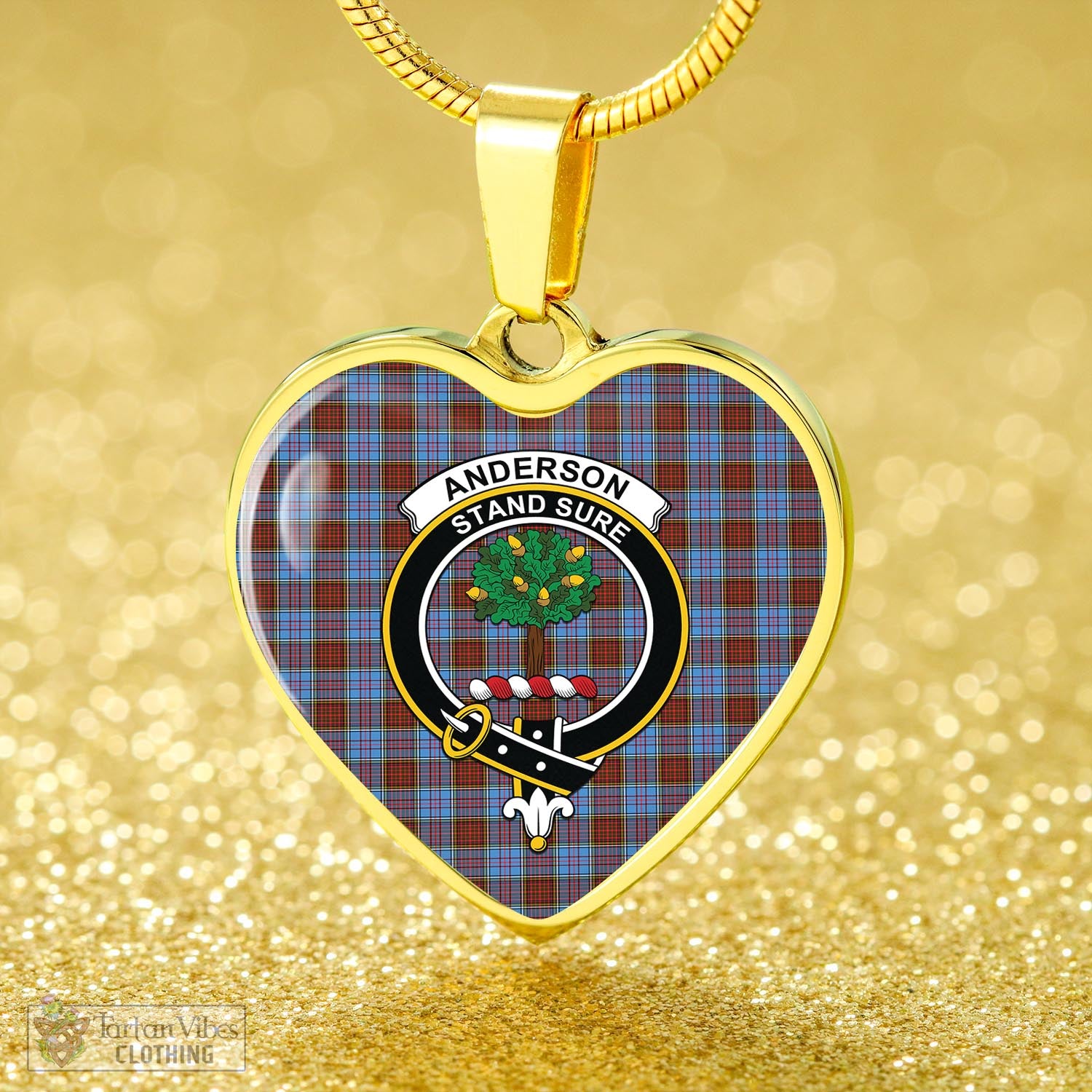 Tartan Vibes Clothing Anderson Modern Tartan Heart Necklace with Family Crest