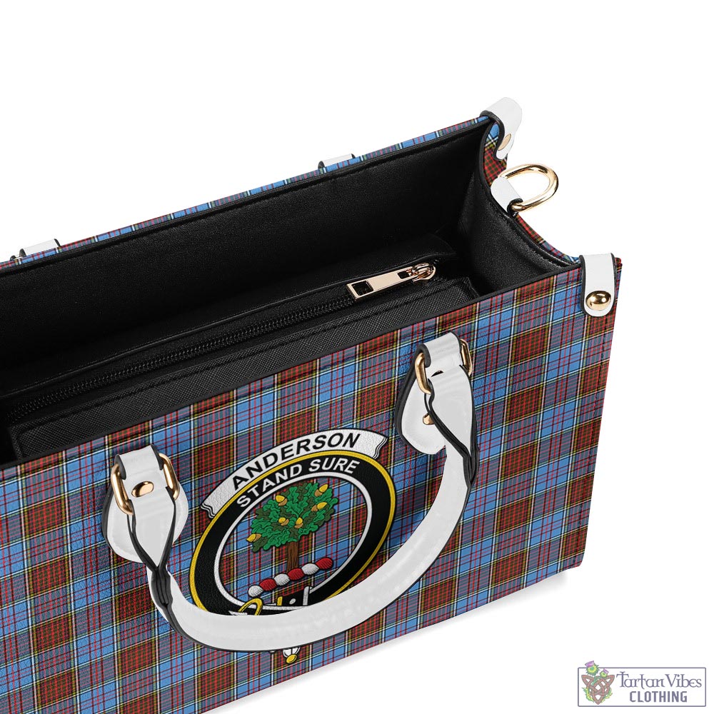 Tartan Vibes Clothing Anderson Modern Tartan Luxury Leather Handbags with Family Crest