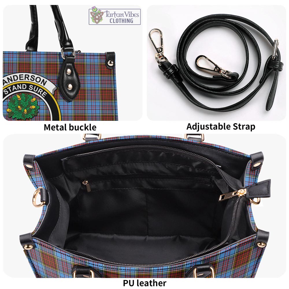 Tartan Vibes Clothing Anderson Modern Tartan Luxury Leather Handbags with Family Crest