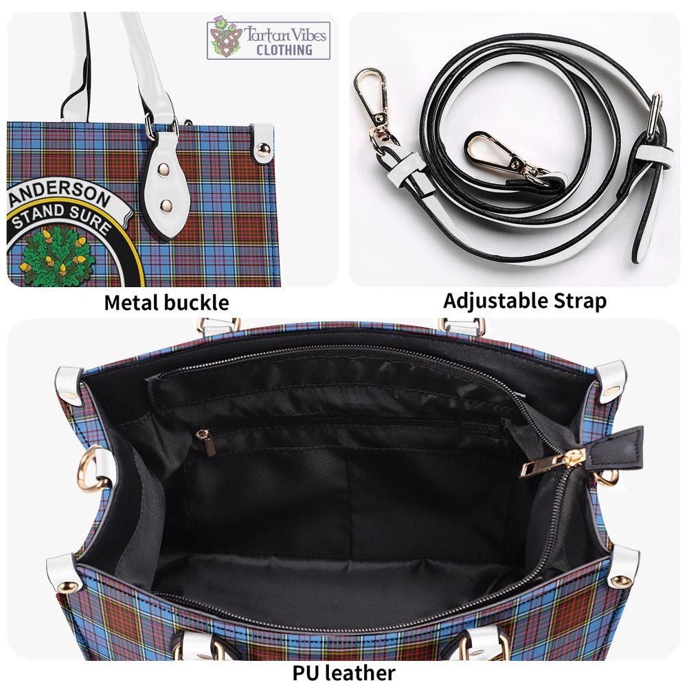 Tartan Vibes Clothing Anderson Modern Tartan Luxury Leather Handbags with Family Crest