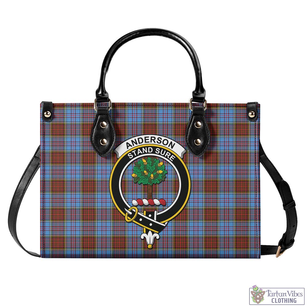 Tartan Vibes Clothing Anderson Modern Tartan Luxury Leather Handbags with Family Crest